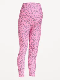Maternity Full-Panel PowerSoft 7/8 Leggings - Pink Floral — view 2