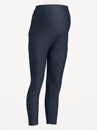 Maternity Full-Panel PowerSoft 7/8 Rib Leggings - Dusk Navy — view 4
