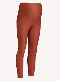 Maternity Full-Panel PowerSoft 7/8 Rib Leggings - Ribbed Cherry Birch — view 2