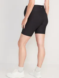 Maternity Full-Panel PowerSoft Biker Shorts -- 8-inch inseam - Black Jack — view 2