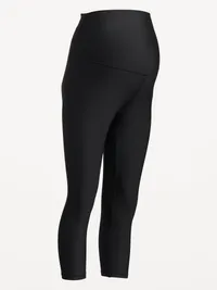 Maternity Full-Panel PowerSoft Crop Leggings - Black Jack — view 2