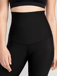 Maternity Full-Panel PowerSoft Postpartum Support Biker Shorts -- 8-inch inseam - Black Jack — view 4