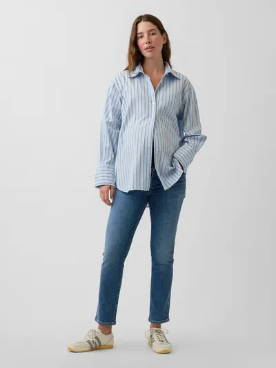 Maternity Full-Panel Slim Ankle Jeans - Medium indigo