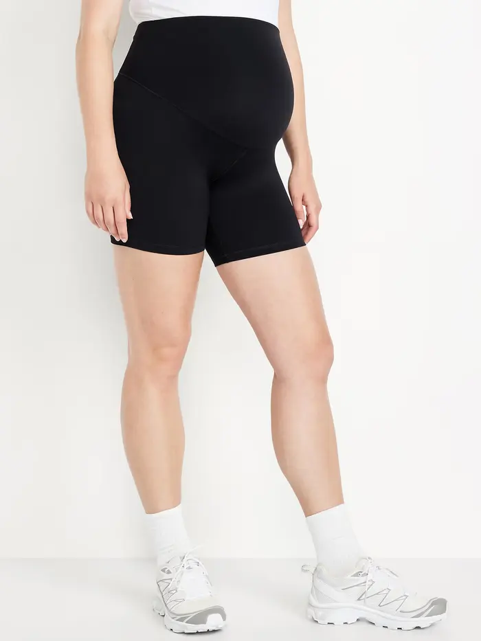 Maternity Full-Panel StudioSmooth Biker Shorts -- 6-inch inseam - Black Jack