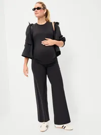 Maternity Full-Panel StudioSmooth Wide-Leg Pants - Black Jack — view 3