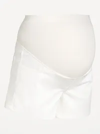 Maternity Full-Panel Wow Short -- 4-inch inseam - White Lilies — view 4