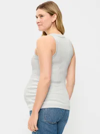 Maternity High-Neck Tank Top - Light Gray Heather — view 2