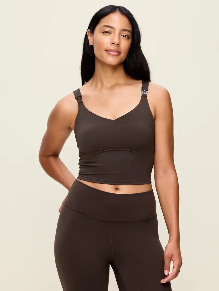 Maternity Light Support StudioSmooth Longline Nursing Bra - Black Coffee