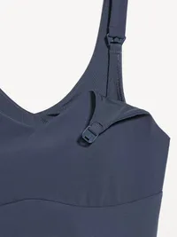 Maternity Light Support StudioSmooth Longline Nursing Bra - Dusk Navy — view 3