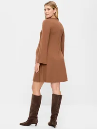 Maternity Mock-Neck Swing Mini Dress - Coco de mer — view 2
