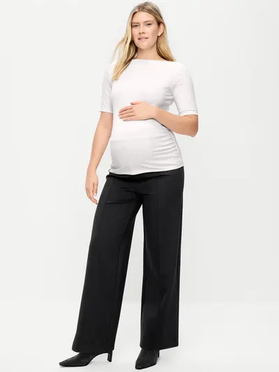 Maternity Over-the-Bump Stevie Wide-Leg Pants - Black Jack