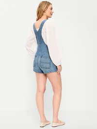 Maternity Side-Panel Jean Shortalls - Melvyn — view 3