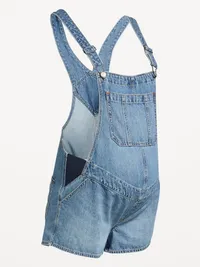Maternity Side-Panel Jean Shortalls - Melvyn — view 4