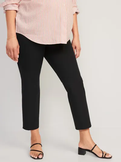 Maternity Side-Panel Pixie Straight Ankle Pants - Black Jack