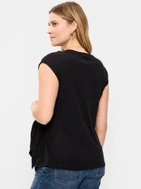 Maternity Side-Tie Jersey Top - Black Jack — view 2