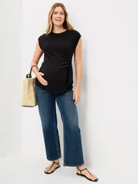 Maternity Side-Tie Jersey Top - Black Jack — view 3