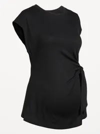 Maternity Side-Tie Jersey Top - Black Jack — view 4