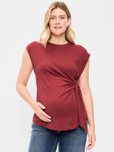 Maternity Side-Tie Jersey Top - Loganberry