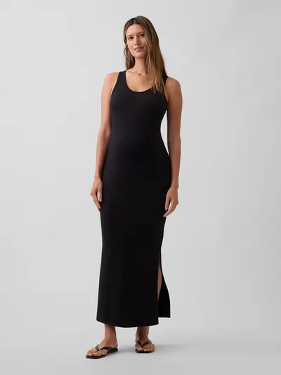 Maternity Split-Hem Modal Maxi Dress - True black