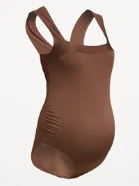 Maternity Structured One-Piece Swimsuit - Peppercorn — view 2