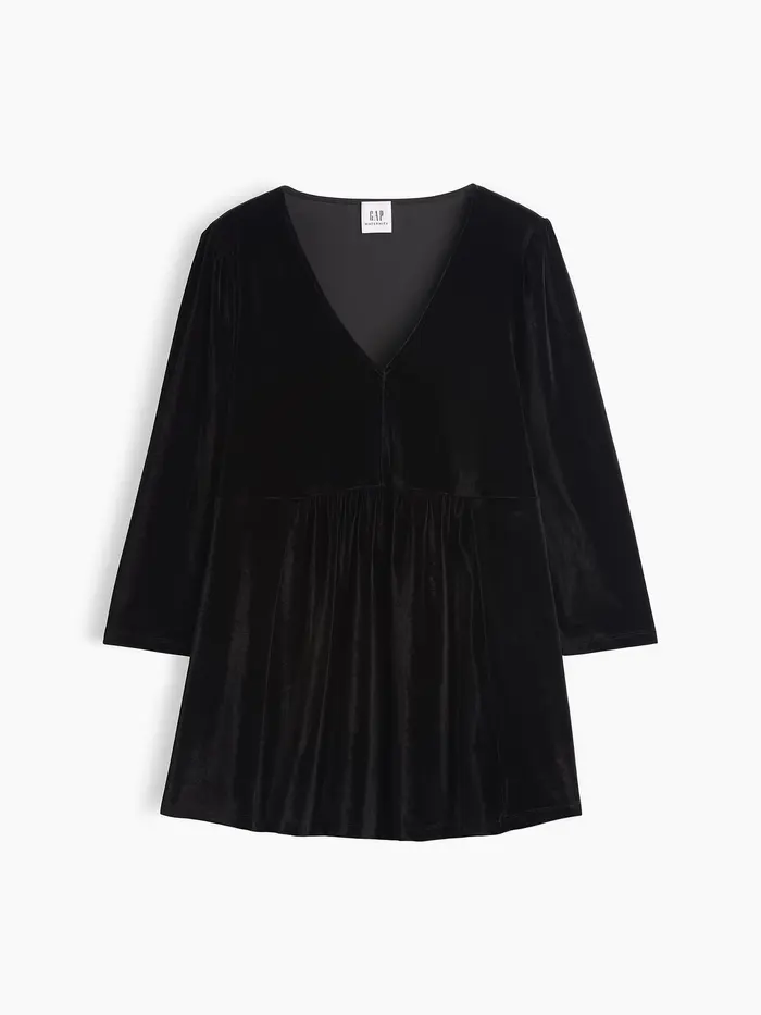 Maternity Velvet Top - True black