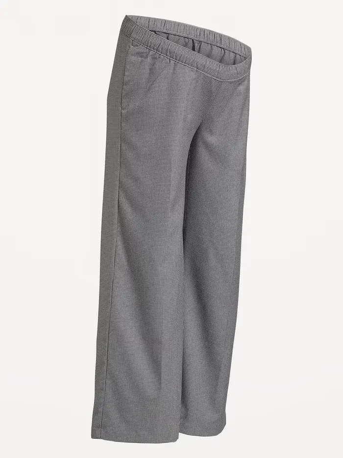 Maternity Wide-Leg Billie Trouser - Gray Houndstooth
