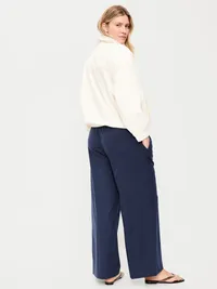 Maternity Wide-Leg Billie Trouser - Navy Plaid — view 3