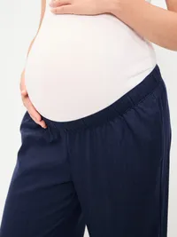 Maternity Wide-Leg Billie Trouser - Navy Plaid — view 5