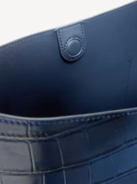 Medium Croc-Embossed Bucket Bag - Midnight — view 4