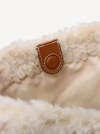 Medium Shearling Bucket Bag - Ivory — view 3