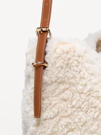 Medium Shearling Bucket Bag - Ivory — view 4