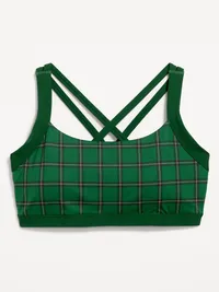 Medium Support PowerSoft Sports Bra - Green Plaid — view 4