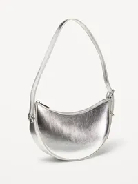 Metallic Mini Crescent Bag - Silvery Silver — view 2