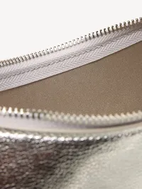 Metallic Mini Crescent Bag - Silvery Silver — view 3