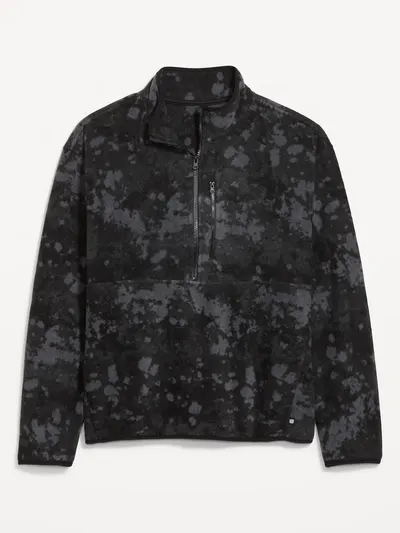 Microfleece Utility Half-Zip Pullover - Black Print