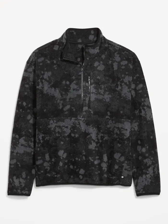 Microfleece Utility Half-Zip Pullover - Black Print