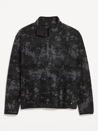 Microfleece Utility Half-Zip Pullover - Black Print — view 2
