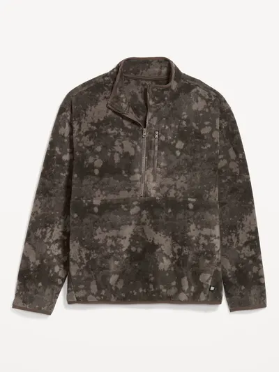 Microfleece Utility Half-Zip Pullover - Brown Print