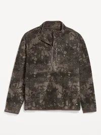 Microfleece Utility Half-Zip Pullover - Brown Print — view 2