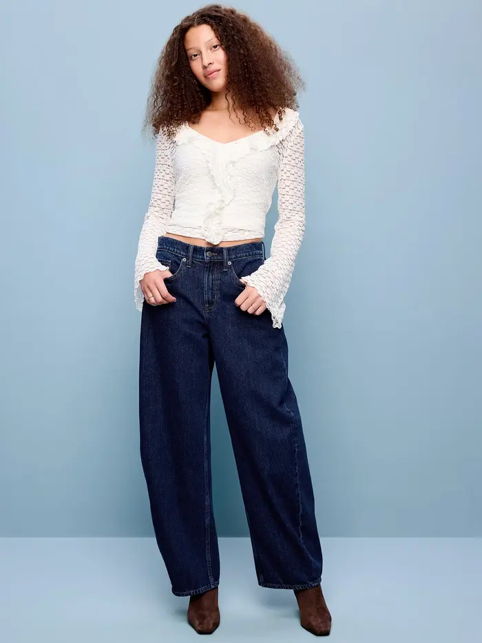 Mid-Rise Arc Barrel Jeans - Rinse