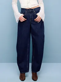 Mid-Rise Arc Barrel Jeans - Rinse — view 2