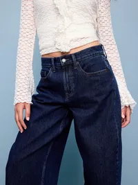Mid-Rise Arc Barrel Jeans - Rinse — view 4