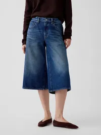 Mid Rise Culotte Jeans - Medium wash — view 2