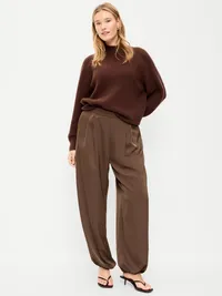 Mid-Rise Satin Harem Pant - Earthen — view 5