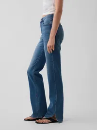 Mid Rise Split-Hem Relaxed Straight Jeans - Medium indigo — view 3