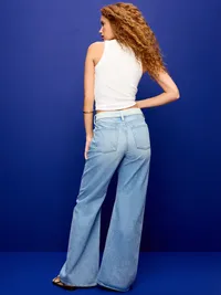 Mid-Rise Twisted-Seam Flare Jeans - Darlene — view 3