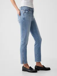 Mid Rise Vintage Slim Split-Hem Jeans - Medium wash — view 3