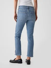 Mid Rise Vintage Slim Split-Hem Jeans - Medium wash — view 4