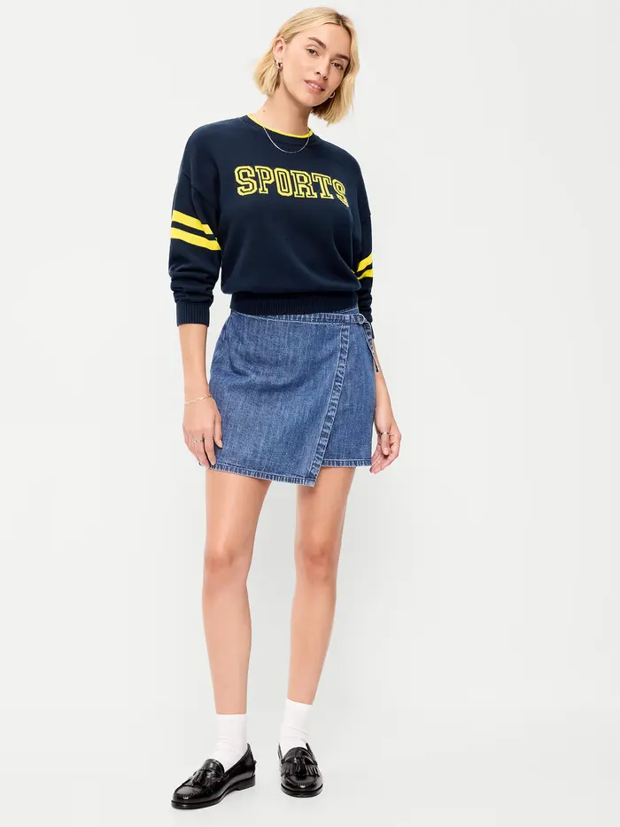 Mini Wrap Skirt - Medium Wash