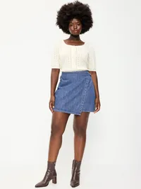 Mini Wrap Skirt - Medium Wash — view 5